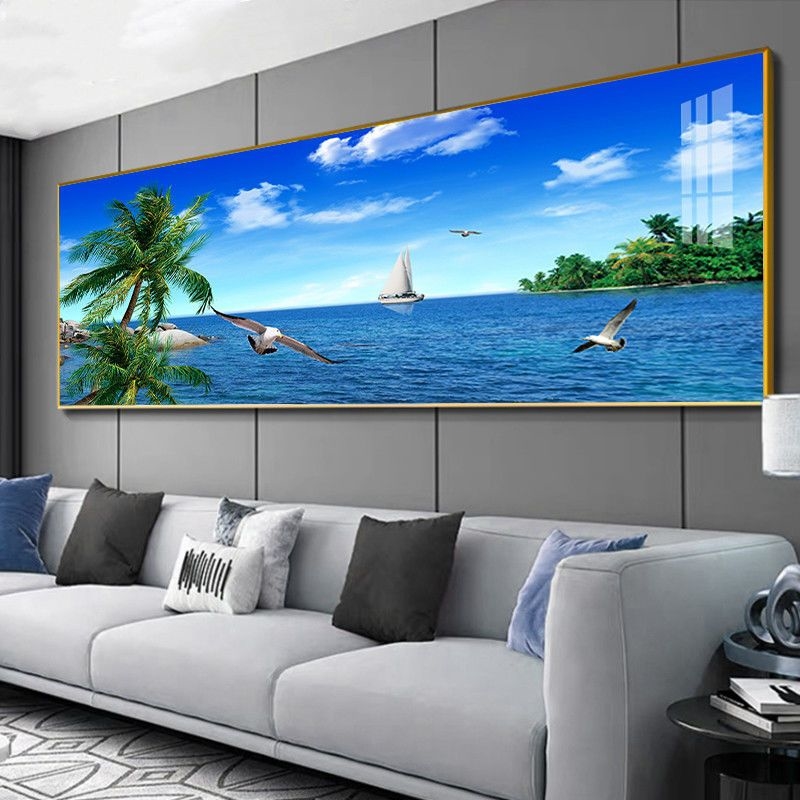 网红客厅沙发背景墙装饰画现代简约海洋风景挂画酒店卧室床头墙画
