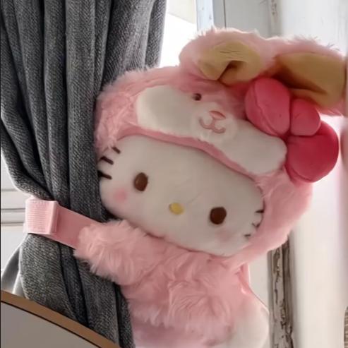 hellokitty公主风窗帘扣环三丽鸥可爱玩偶绑带儿童房少女卧室装饰
