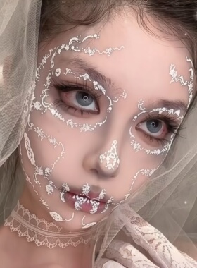 暗黑蕾丝彩绘防水立体万圣节贴纸