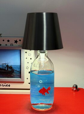 小金鱼氛围感小夜灯手工diy自制酒瓶子装饰灯嵌入式可移动小台灯