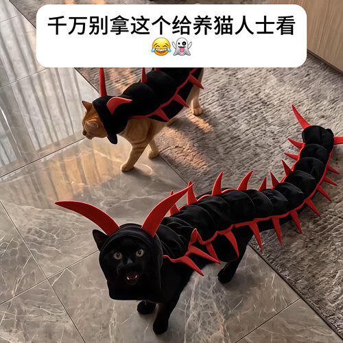 猫咪蜈蚣衣万圣节可调魔术贴头套