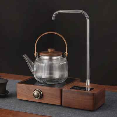 实木充电式电动抽水器桶装纯净矿泉水自动吸取水桌面上水器胡桃木