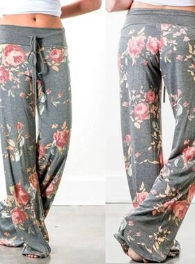 宽松撞色迷彩绑带腰休闲长裤Fashion Camo Casual Pants with Tie
