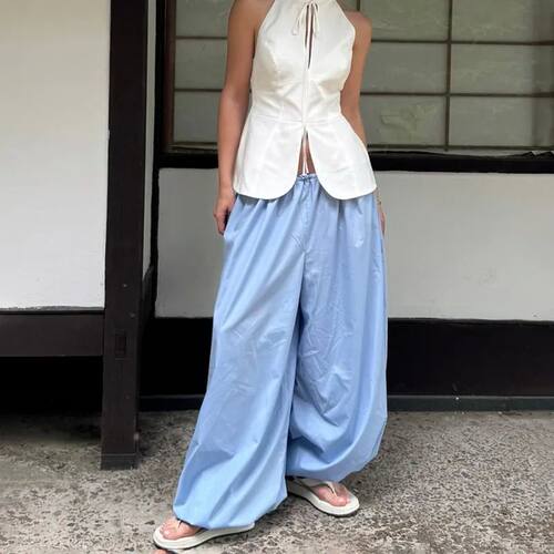 休闲慵懒风宽松垂感阔腿灯笼裤