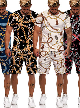 Gold chain T-shirt shorts tracksuit 金色链条 T恤短裤运动套装