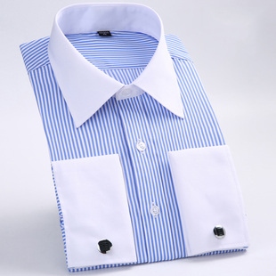 shirt business with cufflinks男钻扣长袖 Long 商务衬衫 sleeved