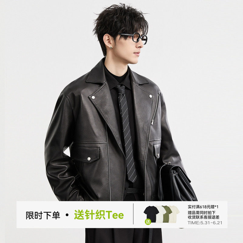 伯爵卓尔25秋冬真皮皮衣外套男士痞帅短款机车服翻领潮流羊皮上衣