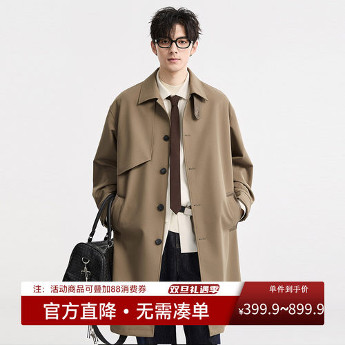 加厚羽绒服风衣伯爵卓尔2025冬季马肯翻领设计中长款高级感男外套