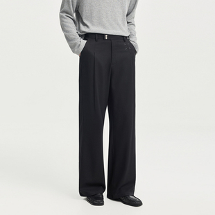 {含羊毛莱赛尔}伯爵卓尔26年春季宽松阔腿休闲裤男士时尚垂感裤子
