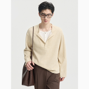 打底衫 伯爵卓尔26春季 宽松男士 T恤时尚 假两件套头圆领长袖