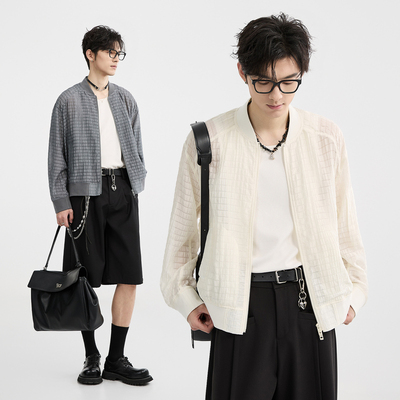 薄款定织菠萝纹格子伯爵卓尔男装25春夏季新款韩版宽松夹克单外套