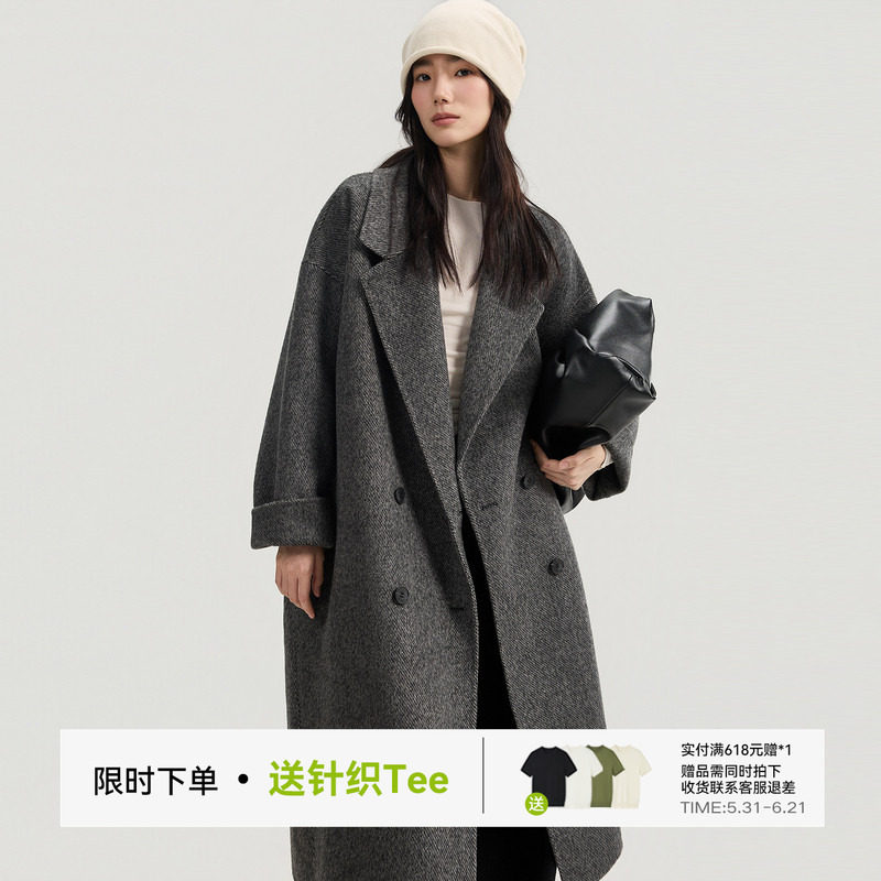 伯爵卓尔25秋冬宽松韩版羊毛呢大衣女款高级设计感羊驼毛呢子外套