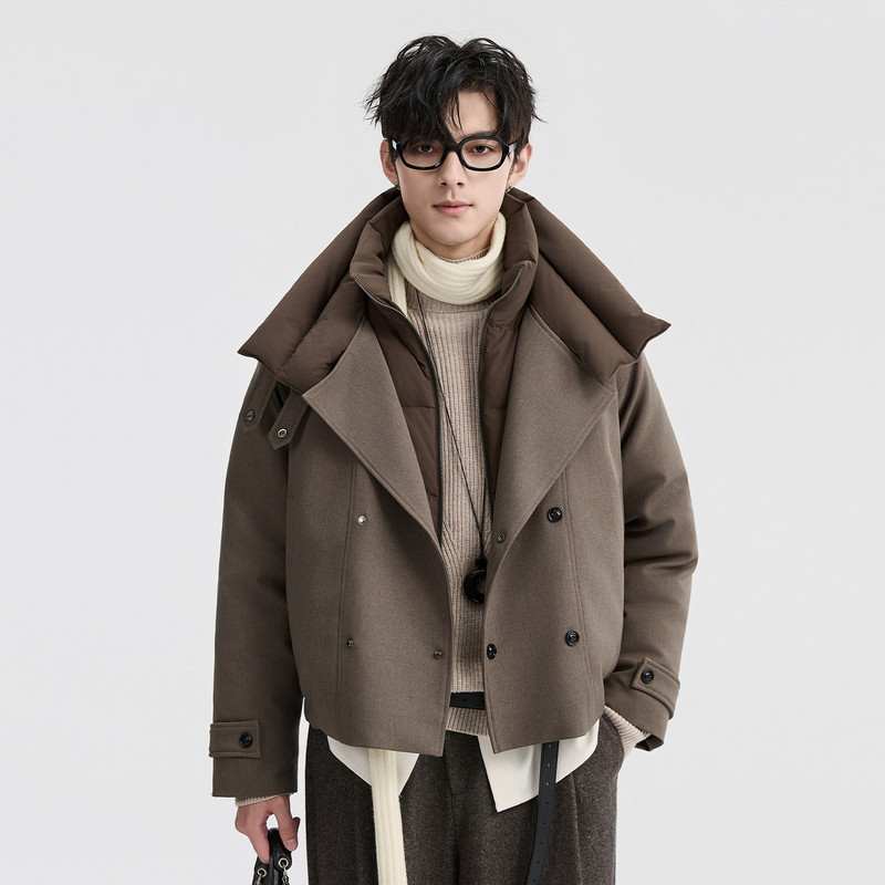 {假两件拼接设计}伯爵卓尔25深冬短款保暖羽绒服男士英伦复古外套,男装,羽绒服,淘宝优惠券,粉丝福利购,淘宝优惠卷