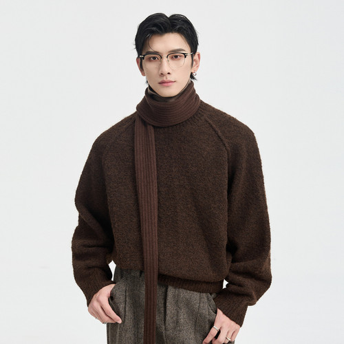 {立体设计感}伯爵卓尔25秋冬含羊毛圆领针织打底衫男短款套头毛衣