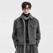 {骆驼绒高级设计感}伯爵卓尔25秋冬双面羊毛呢夹克男短款 保暖大衣