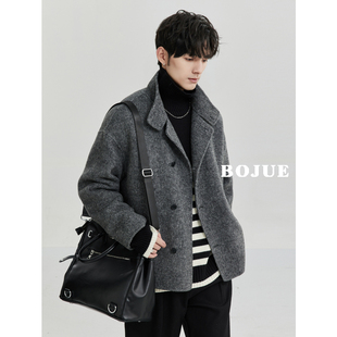 外套 韩版 伯爵4Brothers扣袢立领宽松羊毛呢大衣男中长款 23秋冬季