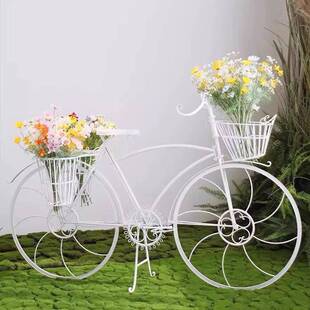 欧式 饰道具田园铁艺自行车花架子 创意摆件饰品家具商场店铺橱窗装