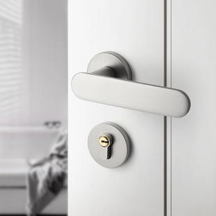 银色室内门锁木门磁吸静音房间门把手镍拉丝家用分体卧室房门锁