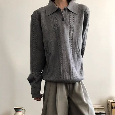 麦穗提花针织polo衫男款秋季老钱风穿搭cleanfit翻领条纹毛衣卫衣