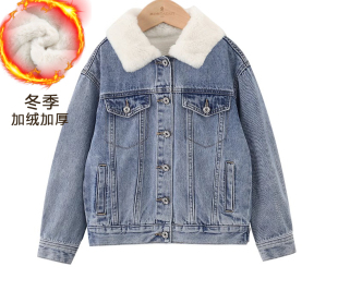 衣服 大童亲子装 女童牛仔外套2025新款 儿童加绒加厚夹克中大童冬装