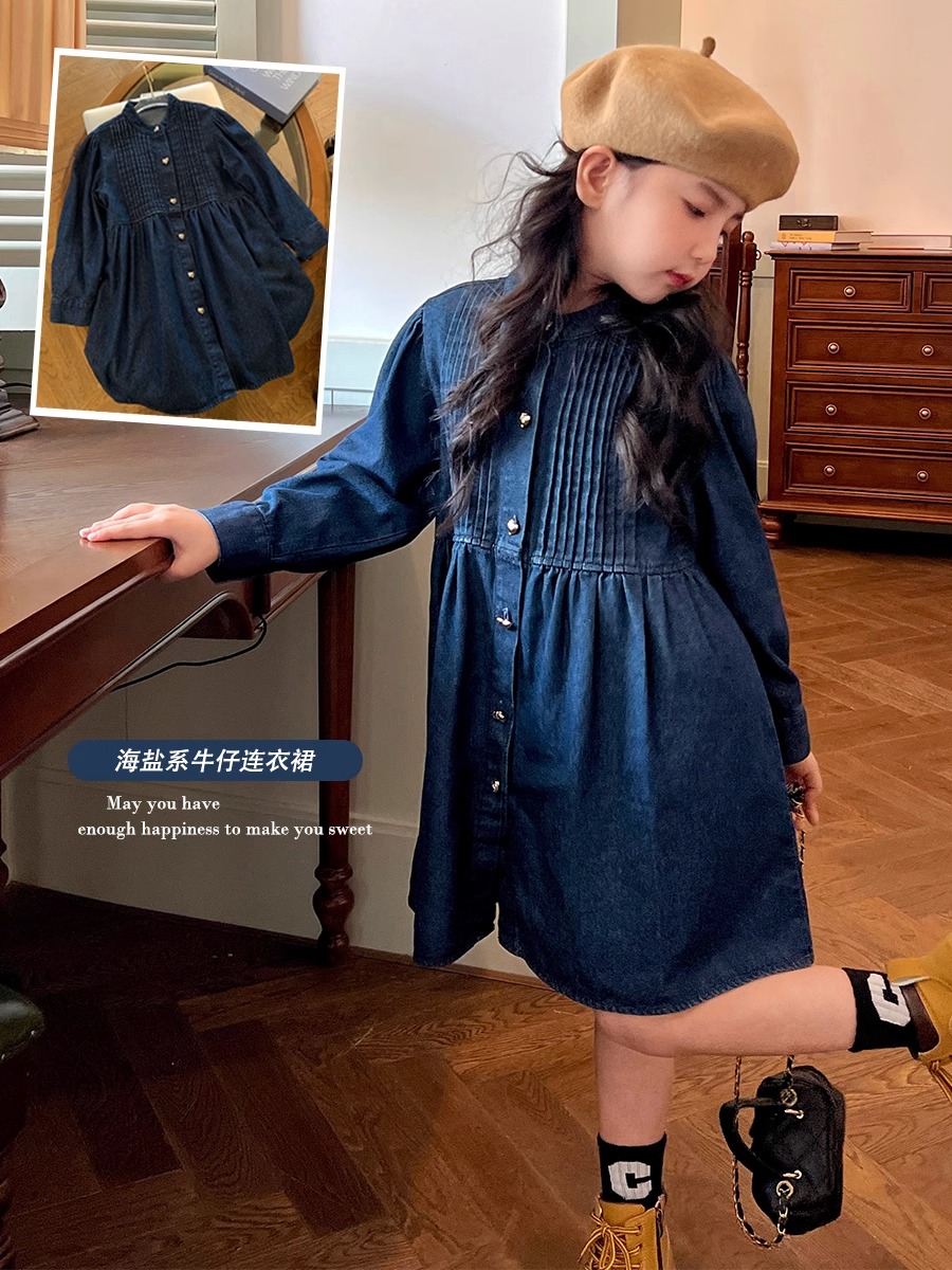 夏装女童连衣裙2025夏季新款儿童韩版牛仔裙洋气宽松休闲长裙子