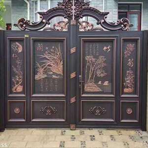 铝合金大门别墅庭院双开门现代轻奢铝艺大门欧式电动遥控大门户外