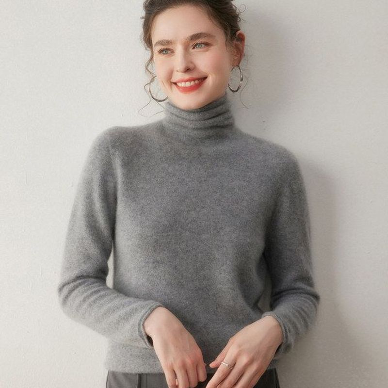 女款山羊绒堆堆领保暖针织衫