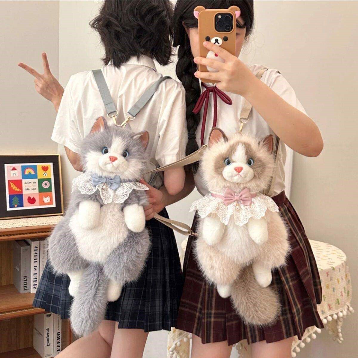 仿真布偶猫双肩背包可爱小猫咪玩偶公仔毛绒玩具女孩儿童生日礼物