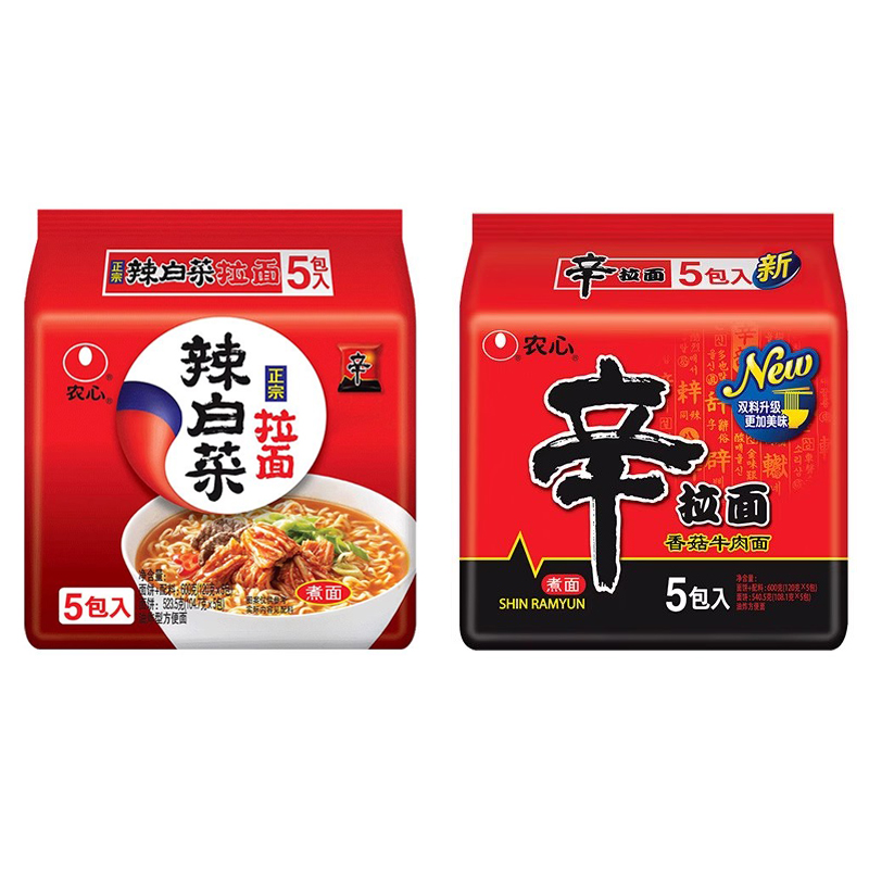 农心辛拉面【香菇牛肉】面+辣白菜拉面餐饮店方便面速食韩国拉面