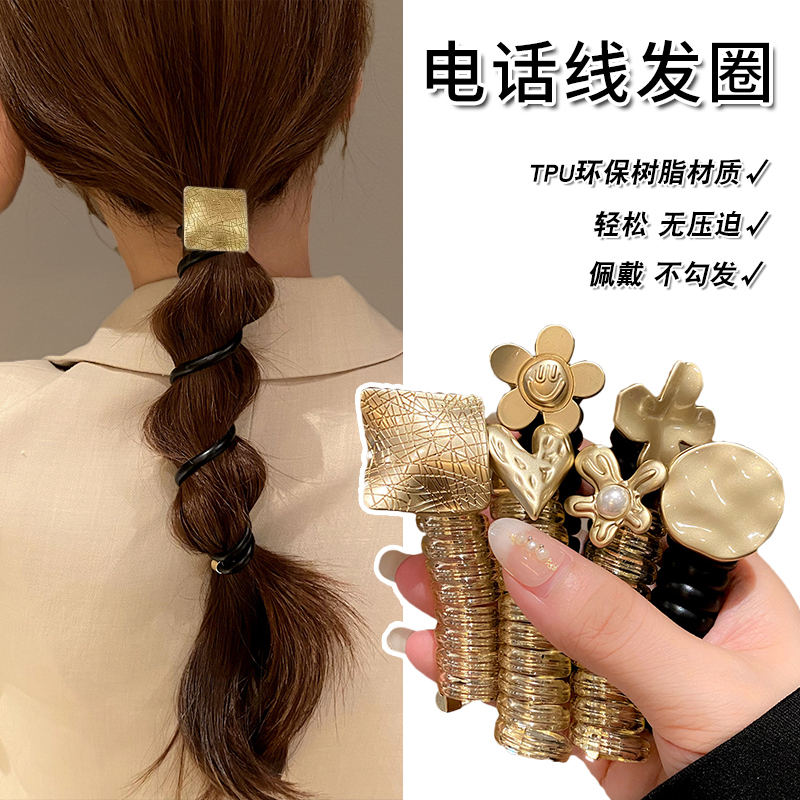 日系发绳电话线发圈简醉高级感
