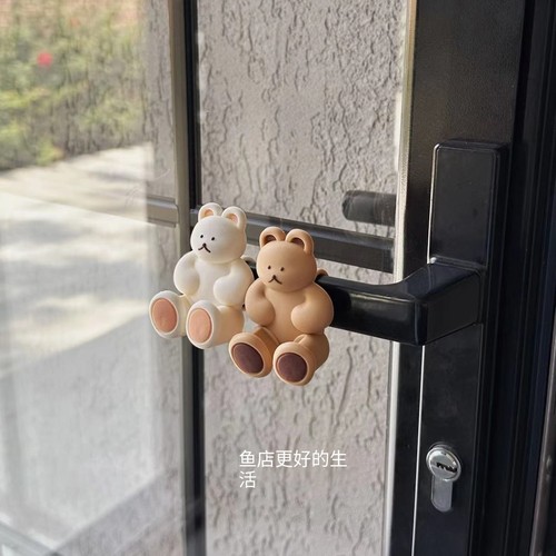 小熊门把手静音防撞门挡垫免打孔硅胶门档阻门器秋冬防静电硅胶