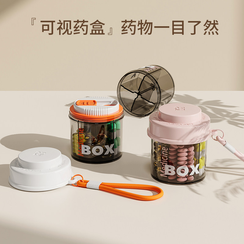 迷你圆形药盒带盖透明可视便携药品分装盒分格密封药丸分药随身