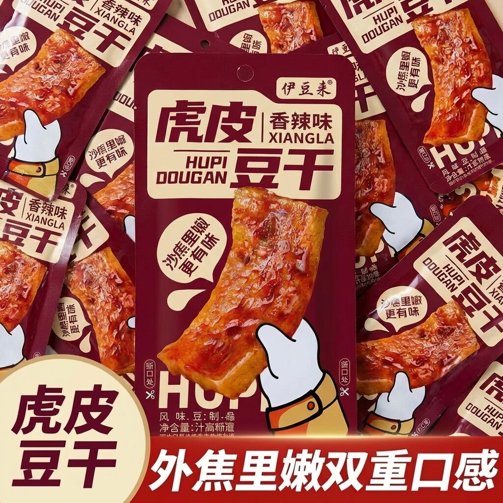 伊豆来虎皮豆干香辣味豆腐干休闲零食独立小包装开袋即食