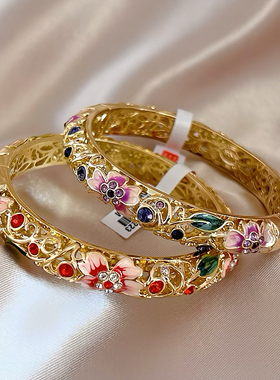 北京景泰蓝珐琅手镯细圈开口女子镂空双层内雕花掐丝旅游礼物