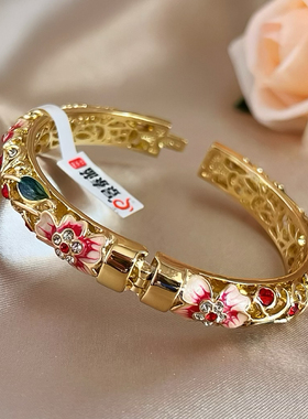 北京景泰蓝珐琅手镯细圈开口女子镂空双层内雕花掐丝旅游礼物