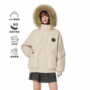 GOLFCROSS毛领轻薄羽绒服男女款冬季2025新款工装派克服外套加厚