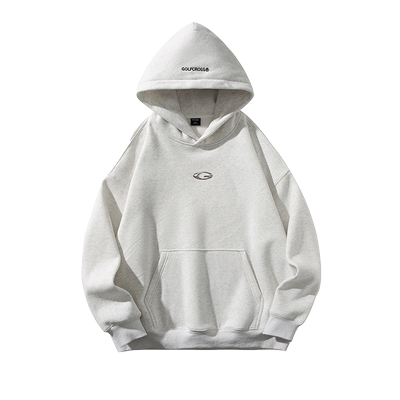 GOLFCROSS黑色字母印花卫衣男女款情侣秋冬款套头连帽衫加绒加厚