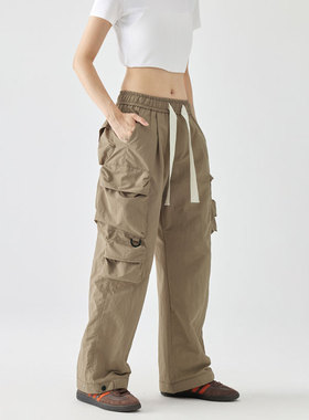 MPUX联名纯色多口袋工装休闲裤2023秋季新款潮牌百搭中腰直筒下装