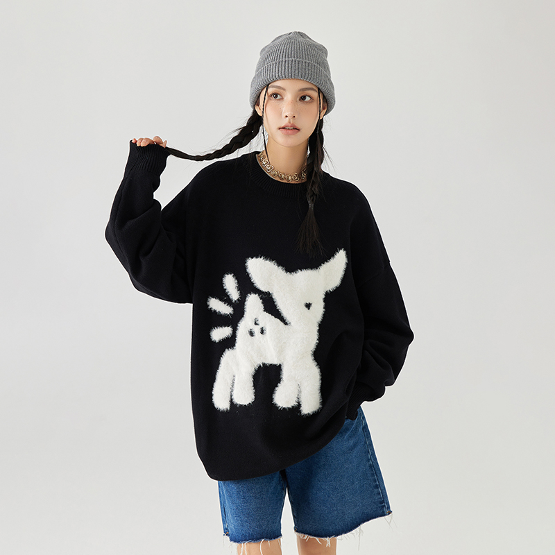 mpux联名卡通动物套头毛衣圆领