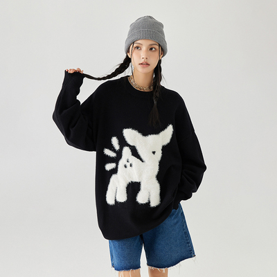 mpux联名卡通动物套头毛衣圆领