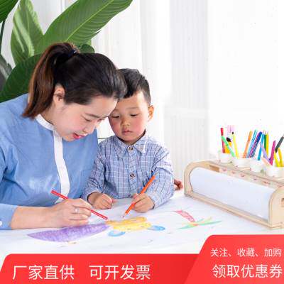 创意儿童桌面台式画架宝宝涂鸦简易实木画板绘画轴卷纸架美术包邮