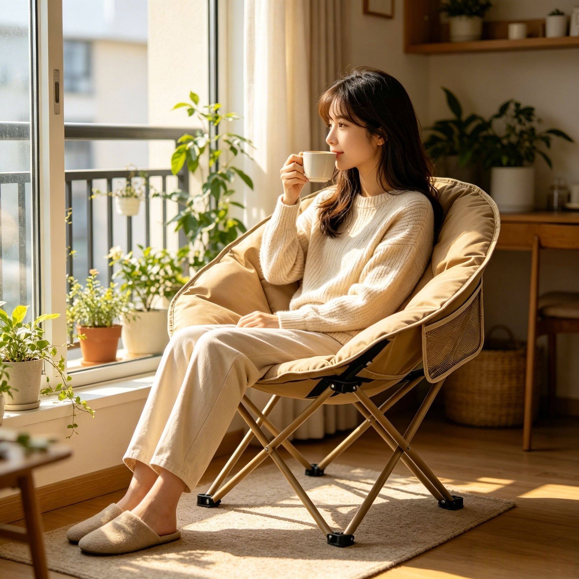 家居贝壳月亮椅子可折叠