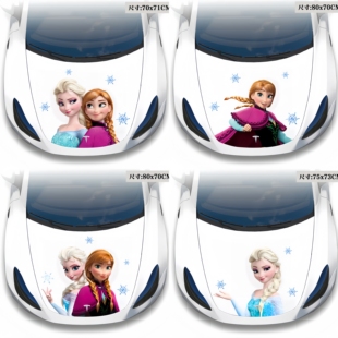 冰雪奇缘汽车贴纸引擎盖装饰机盖可爱爱莎公主个性改装车头盖贴