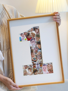 裱相框送女朋友创意礼品定制洗照片 实木儿童照周岁礼结婚纪念装