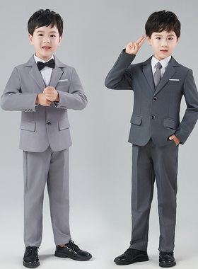 中大童英伦灰色外套男童西服