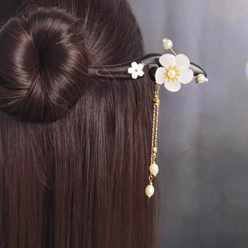 纯手工现货古风汉服头饰盘黑檀木