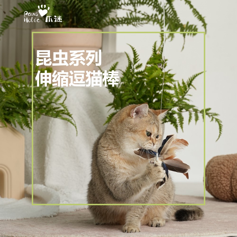 爪迷逗猫棒仿真昆虫伸缩长杆