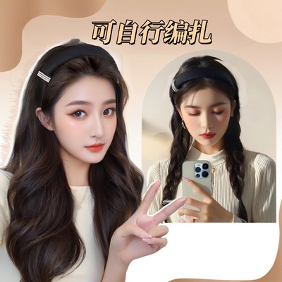 跨境发箍假发女长卷发网红自然时尚大波浪仿真半头套假发一件代发