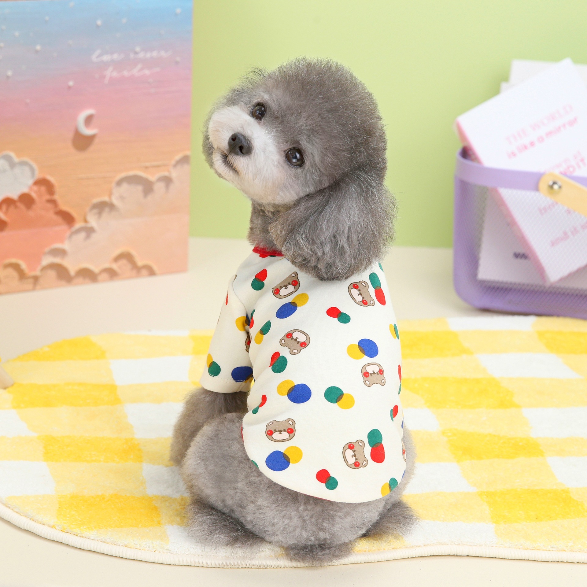 宠物衣服批发狗服装韩版宠物服装秋冬泰迪猫咪用品彩球小熊打底