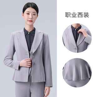 新款招行招商银行工作服女春秋季西装外套公司工装制服灰色职业装